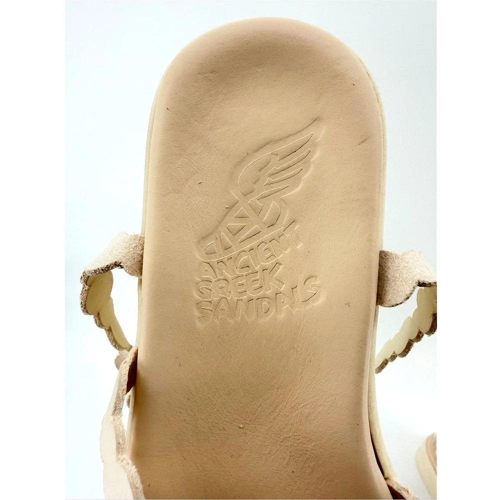 Anciet Greek Sandals Aspsis Flatform‎ Cream Scalloped Platform Ankle size 36 6
